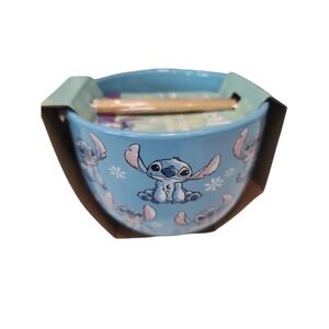 Silver Buffalo Lilo & Stitch 20oz Ceramic Ramen Rice Bowl & Chopstick Dining Set
